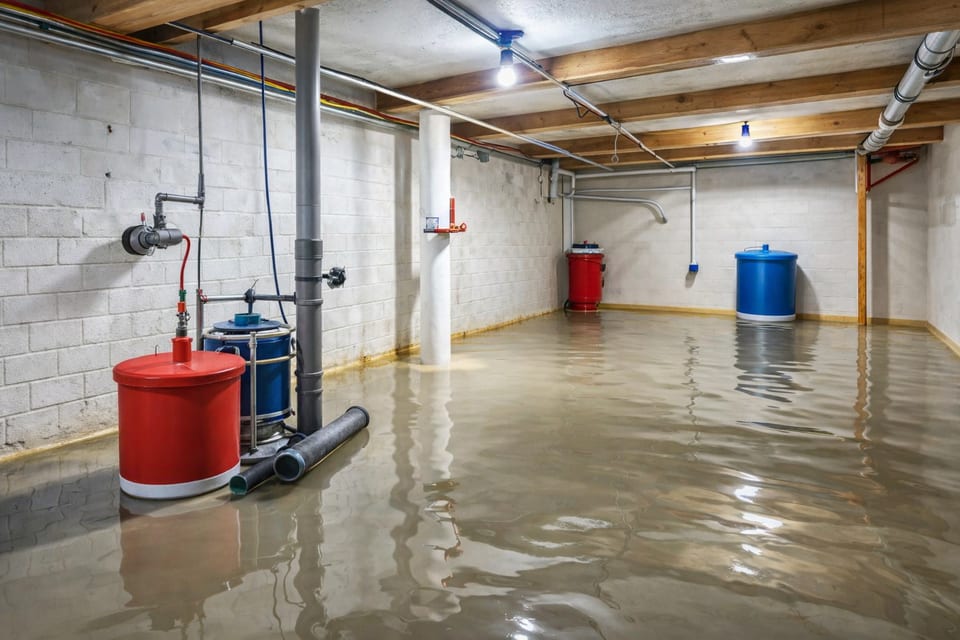 Basement flooding cleanup and water extraction
