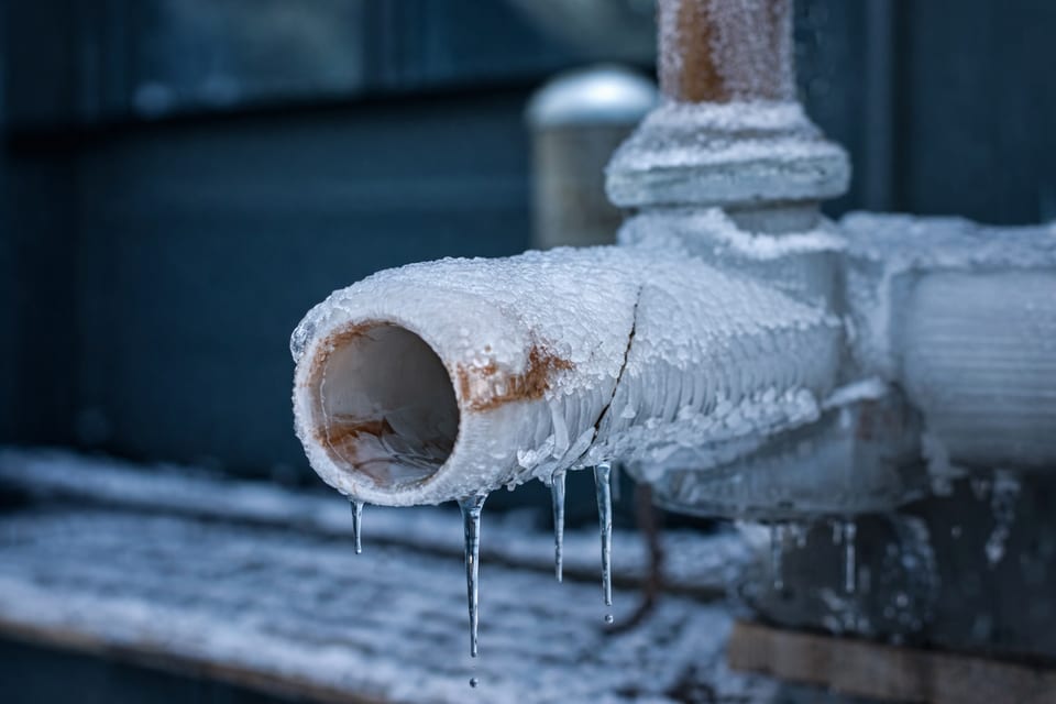 Frozen pipe burst repair and water damage cleanup