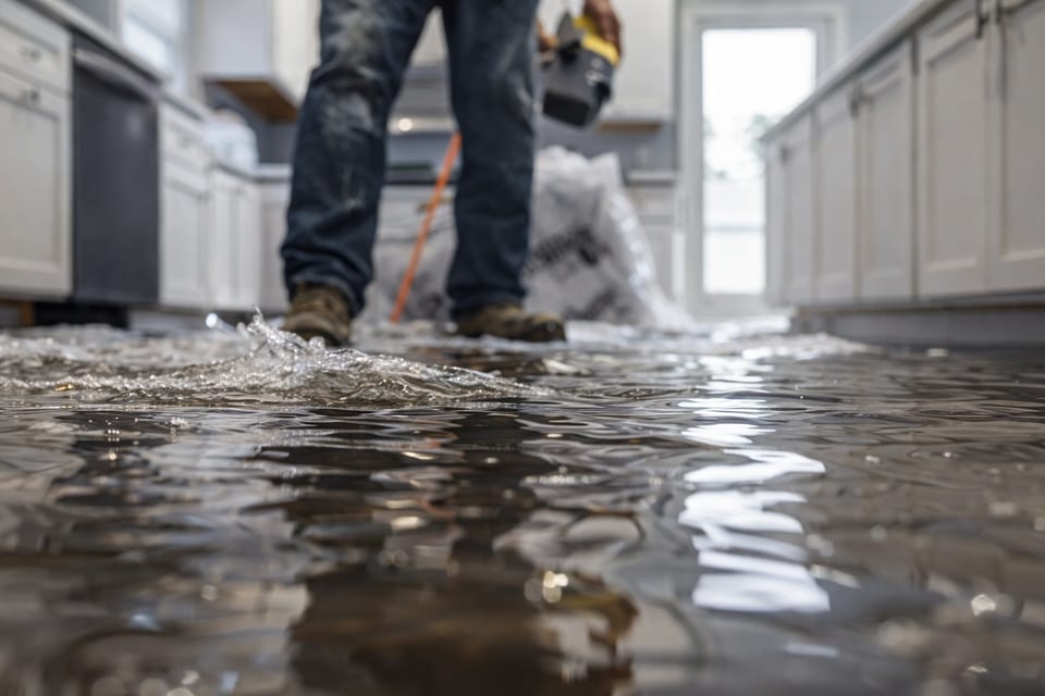 Water damage restoration work in a Minneapolis home